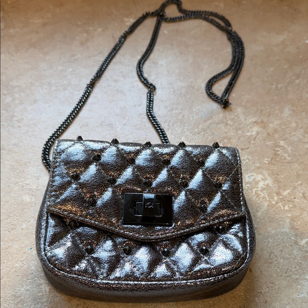 bebe Metallic Quilted Crossbody Bag